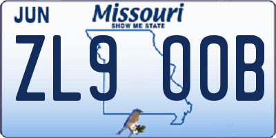 MO license plate ZL9O0B