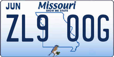 MO license plate ZL9O0G
