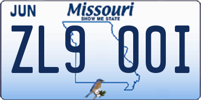 MO license plate ZL9O0I
