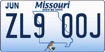 MO license plate ZL9O0J