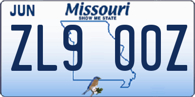 MO license plate ZL9O0Z
