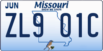 MO license plate ZL9O1C