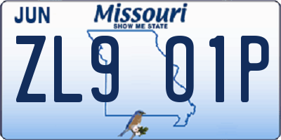 MO license plate ZL9O1P