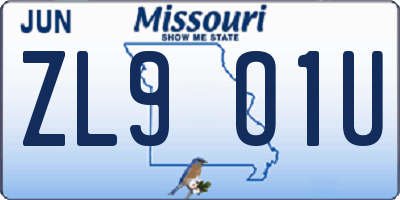 MO license plate ZL9O1U