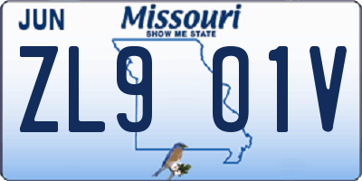 MO license plate ZL9O1V