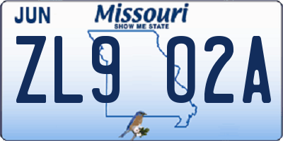 MO license plate ZL9O2A