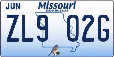 MO license plate ZL9O2G