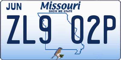 MO license plate ZL9O2P