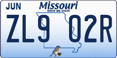 MO license plate ZL9O2R