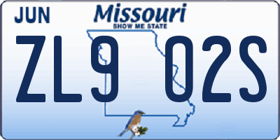 MO license plate ZL9O2S