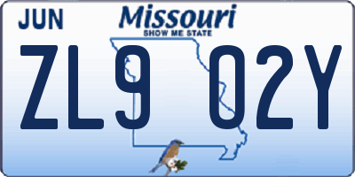MO license plate ZL9O2Y