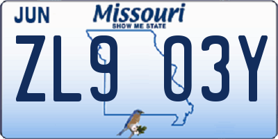 MO license plate ZL9O3Y