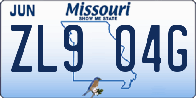 MO license plate ZL9O4G
