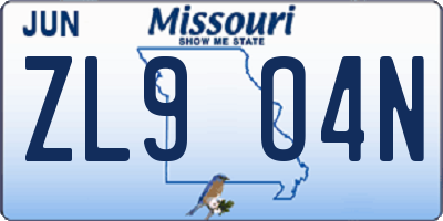MO license plate ZL9O4N