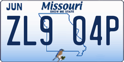 MO license plate ZL9O4P