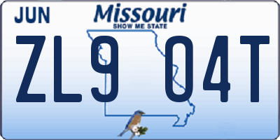 MO license plate ZL9O4T