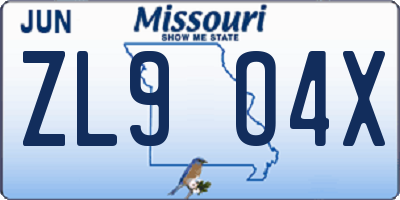 MO license plate ZL9O4X