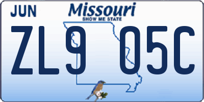 MO license plate ZL9O5C