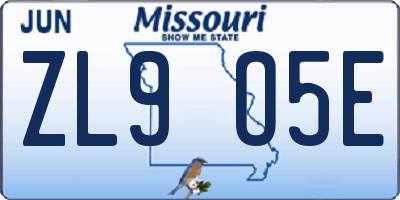 MO license plate ZL9O5E