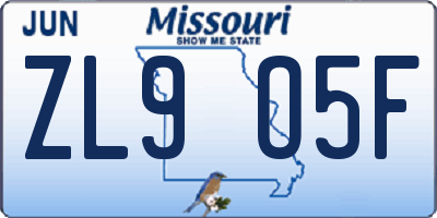 MO license plate ZL9O5F