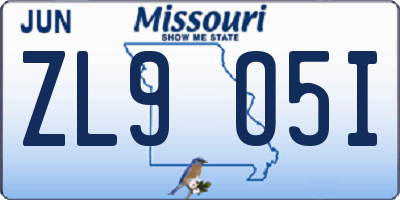 MO license plate ZL9O5I