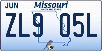 MO license plate ZL9O5L