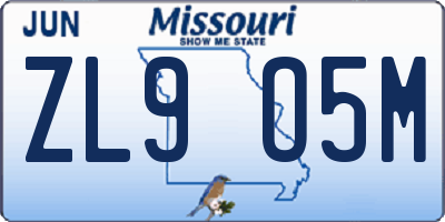 MO license plate ZL9O5M