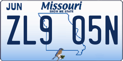 MO license plate ZL9O5N