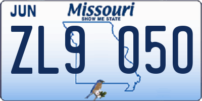 MO license plate ZL9O5O