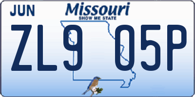 MO license plate ZL9O5P