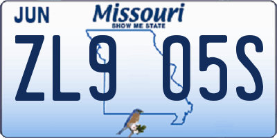 MO license plate ZL9O5S