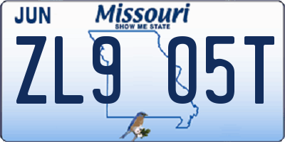 MO license plate ZL9O5T