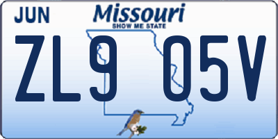 MO license plate ZL9O5V