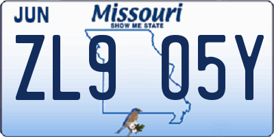 MO license plate ZL9O5Y