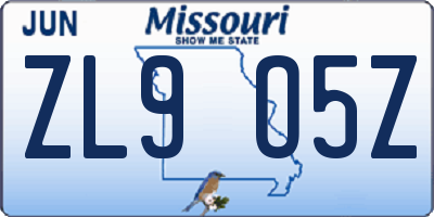MO license plate ZL9O5Z