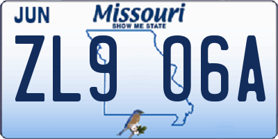 MO license plate ZL9O6A