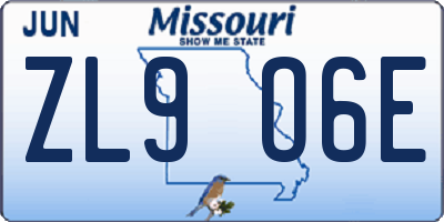 MO license plate ZL9O6E