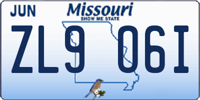 MO license plate ZL9O6I