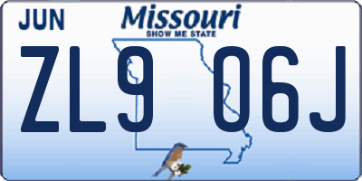 MO license plate ZL9O6J