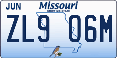 MO license plate ZL9O6M
