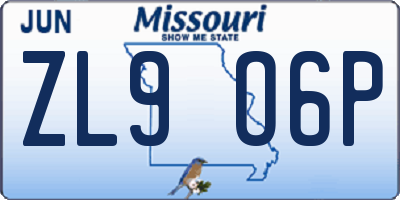 MO license plate ZL9O6P