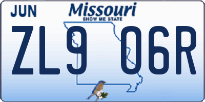 MO license plate ZL9O6R