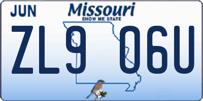 MO license plate ZL9O6U