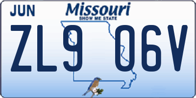 MO license plate ZL9O6V