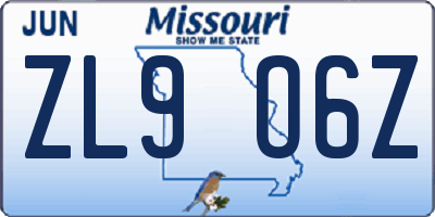 MO license plate ZL9O6Z