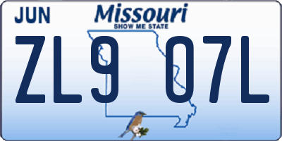 MO license plate ZL9O7L