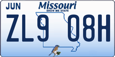 MO license plate ZL9O8H