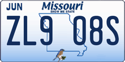 MO license plate ZL9O8S