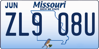 MO license plate ZL9O8U