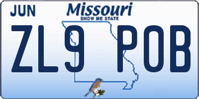 MO license plate ZL9P0B